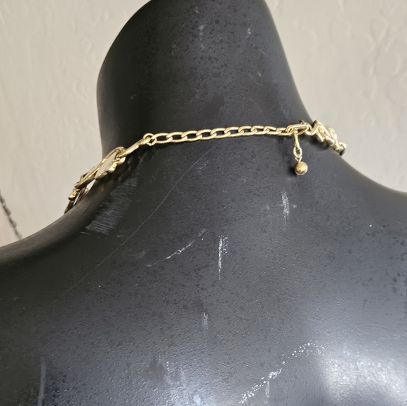 Trifari Gold Ivory White Cream Enamel Vine Chain Link Choker Necklace - Picture 4 of 6